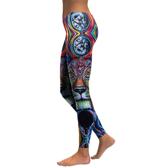 3D Printed Oil Color Lion Leggings