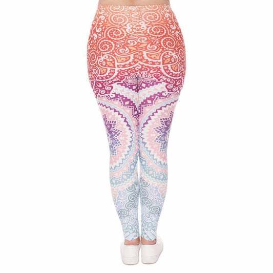 Aztec Round Ombre 3D Printed Leggings (Plus Size)