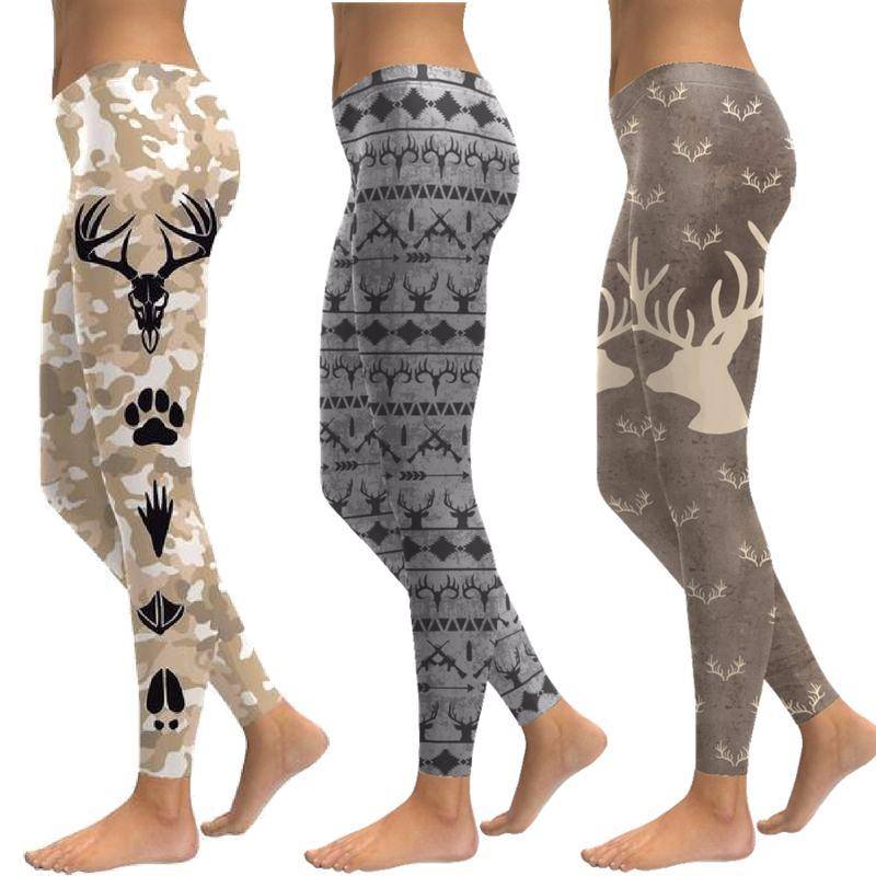 Boho Deer And Elk Hunter Leggings