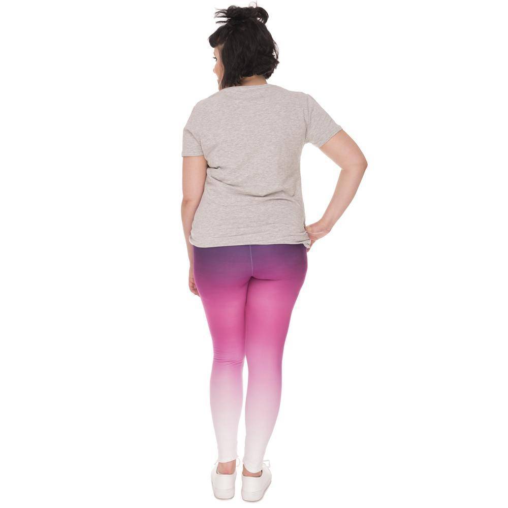 Gradient Color Printed High Waist Leggings (Plus Size)