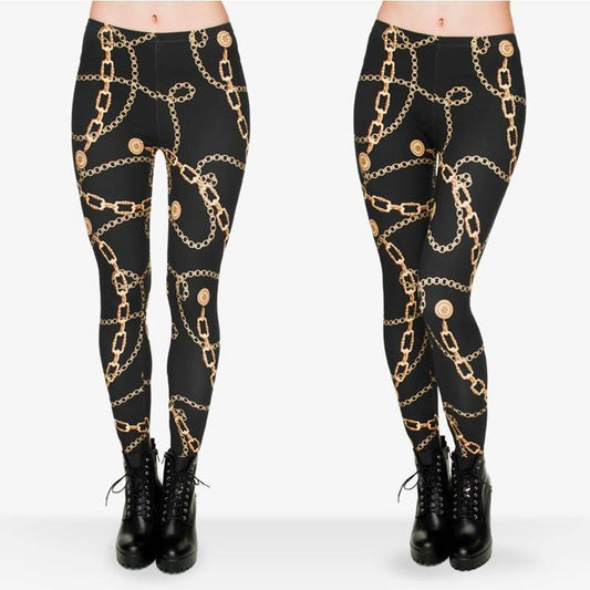 High Elasticity Gold Chain Print