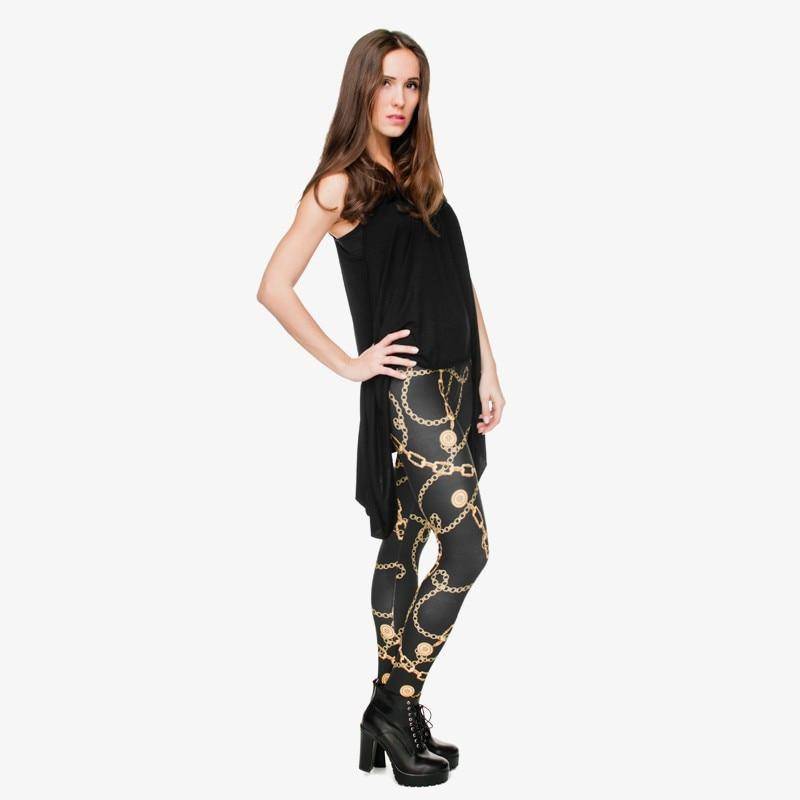 High Elasticity Gold Chain Print