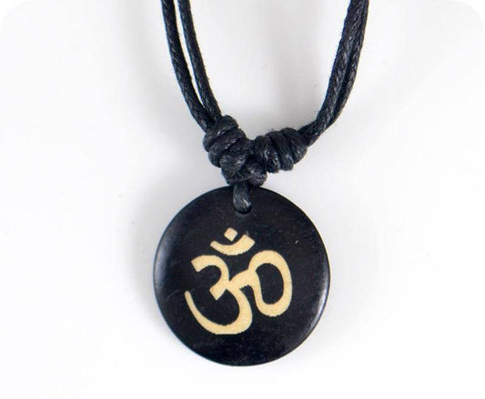 Pendant Necklaces - Authentic Hindu Yak Bone (Yoga) OM Pendant Necklace /Amulet