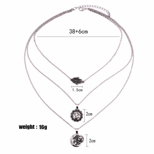 Pendant Necklaces - Multi Layer Crescent SUN Necklace