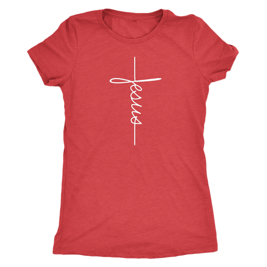 Jesus White Print Triblend T-Shirt