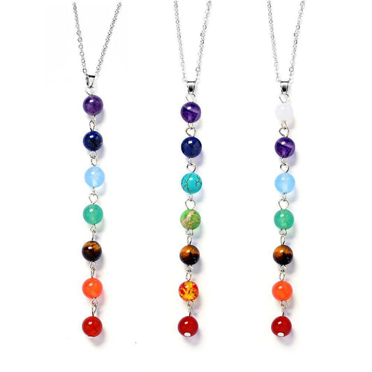 Power Necklaces - 7 Chakra Stones Healing Point Chakra Pendant