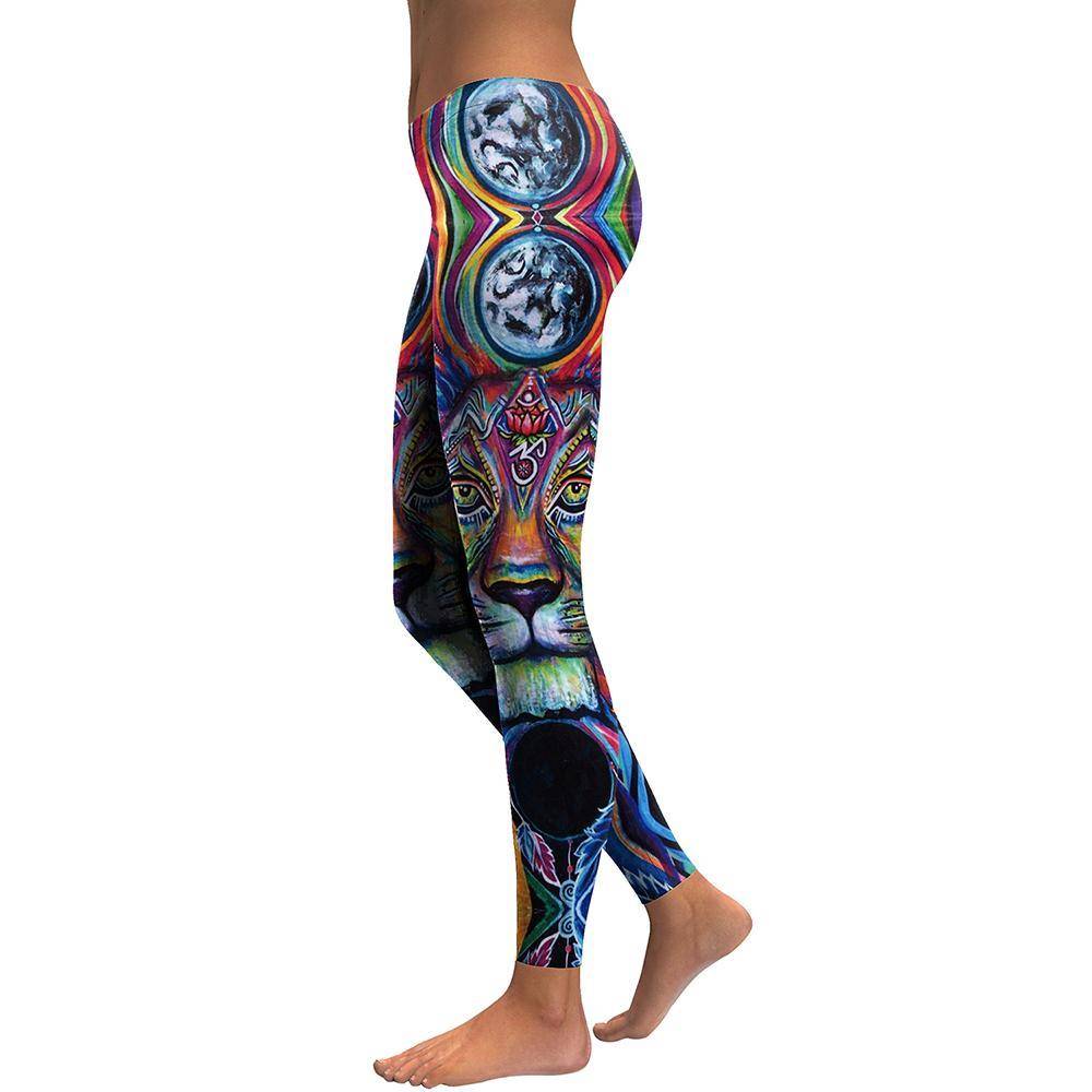 3D Printed Oil Color Lion Leggings