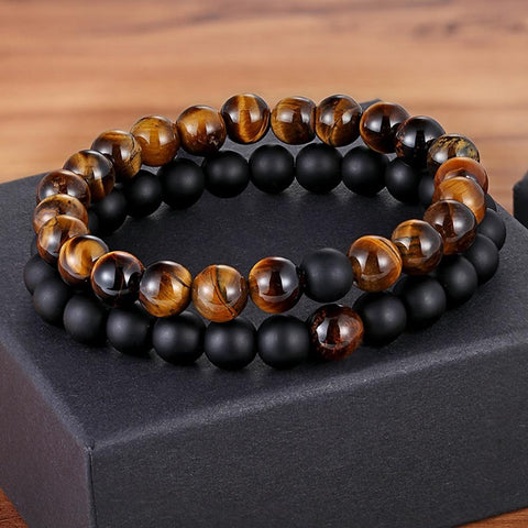 Image of Natural Stone Distance Bracelets (2 pc)