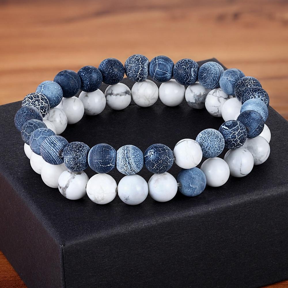 Natural Stone Distance Bracelets (2 pc)