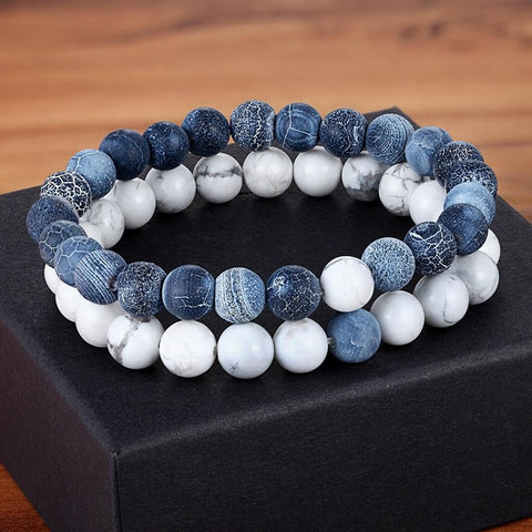 Image of Natural Stone Distance Bracelets (2 pc)