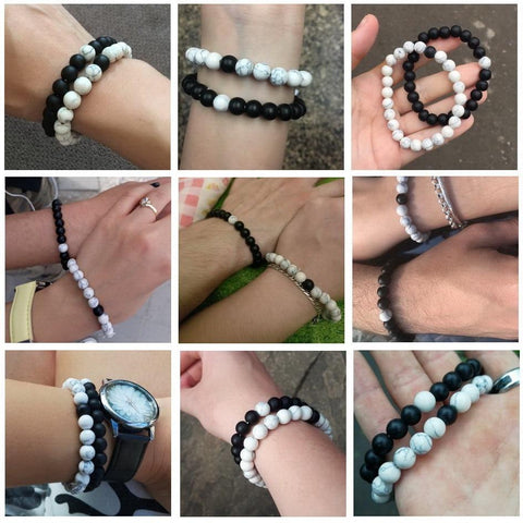 Image of Natural Stone Distance Bracelets (2 pc)