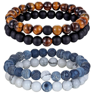 Natural Stone Distance Bracelets (2 pc)