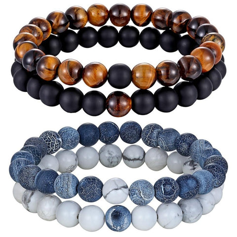 Image of Natural Stone Distance Bracelets (2 pc)