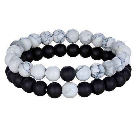 Image of Natural Stone Distance Bracelets (2 pc)