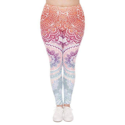 Aztec Round Ombre 3D Printed Leggings (Plus Size)