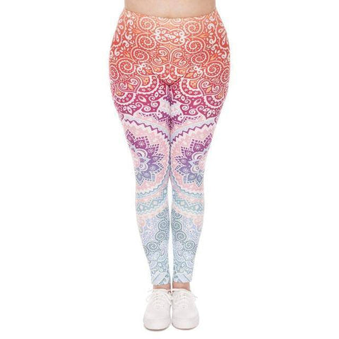 Image of Aztec Round Ombre 3D Printed Leggings (Plus Size)