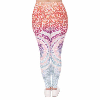 Aztec Round Ombre 3D Printed Leggings (Plus Size)