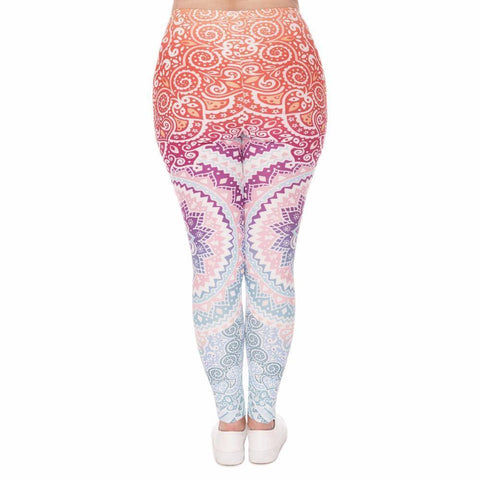 Image of Aztec Round Ombre 3D Printed Leggings (Plus Size)