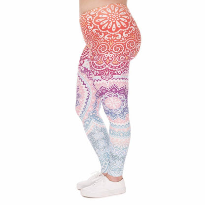 Aztec Round Ombre 3D Printed Leggings (Plus Size)