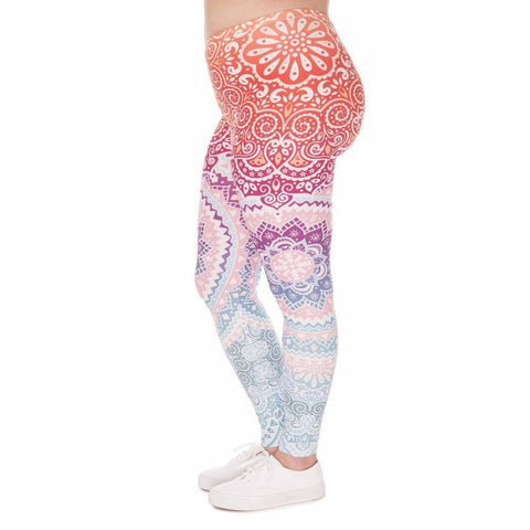 Image of Aztec Round Ombre 3D Printed Leggings (Plus Size)