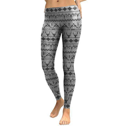Boho Deer And Elk Hunter Leggings