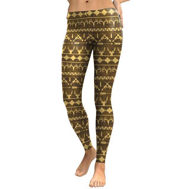 Boho Deer And Elk Hunter Leggings