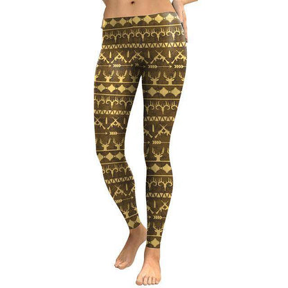 Boho Deer And Elk Hunter Leggings