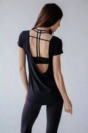 Breathable Backless Short Sleeve Yoga Top