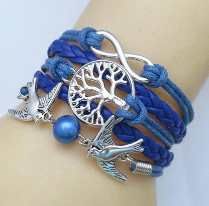Charm Bracelets - Unique Silver Plated DIY Infinity Birds And Tree Of Life Bracelet (many Color Choices)