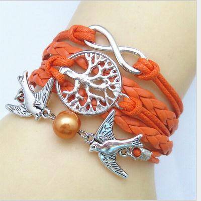 Charm Bracelets - Unique Silver Plated DIY Infinity Birds And Tree Of Life Bracelet (many Color Choices)