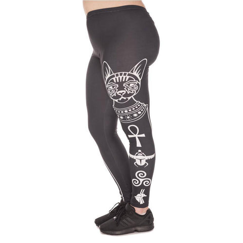 Image of Hot Egyptian Cat High Waist Leggins (Plus Size)