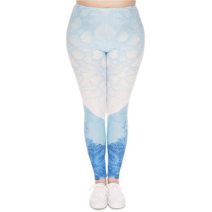 Iceberg Printed High Waist Leggings (Plus Size)