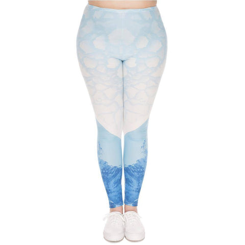 Image of Iceberg Printed High Waist Leggings (Plus Size)