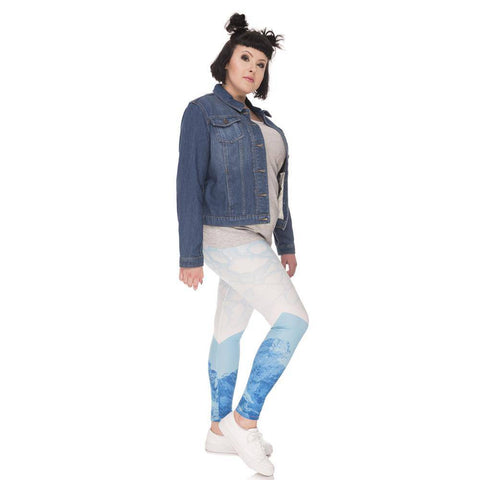 Image of Iceberg Printed High Waist Leggings (Plus Size)