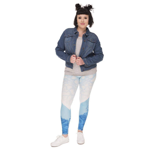 Image of Iceberg Printed High Waist Leggings (Plus Size)