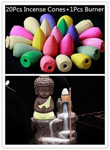 Image of Incense & Incense Burners - Little Buddha Backflow Incense Burner W/ 20 Incense Cones