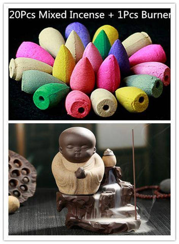 Image of Incense & Incense Burners - Little Buddha Backflow Incense Burner W/ 20 Incense Cones