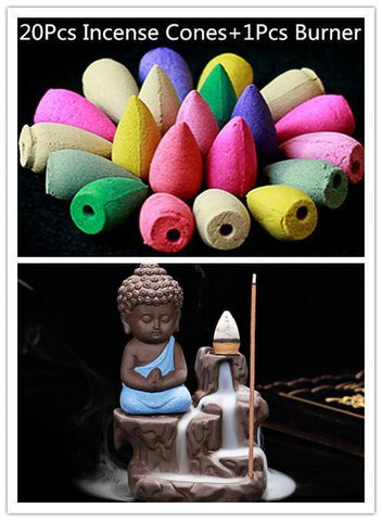 Image of Incense & Incense Burners - Little Buddha Backflow Incense Burner W/ 20 Incense Cones