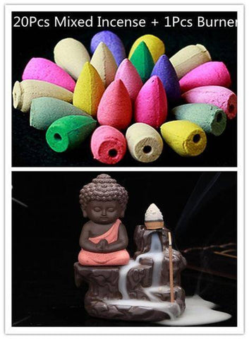 Image of Incense & Incense Burners - Little Buddha Backflow Incense Burner W/ 20 Incense Cones