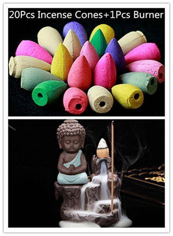 Image of Incense & Incense Burners - Little Buddha Backflow Incense Burner W/ 20 Incense Cones