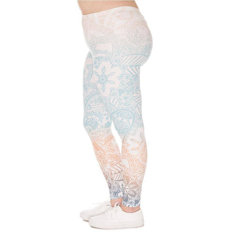 Image of Mandala Mint Printed High Waist Leggings