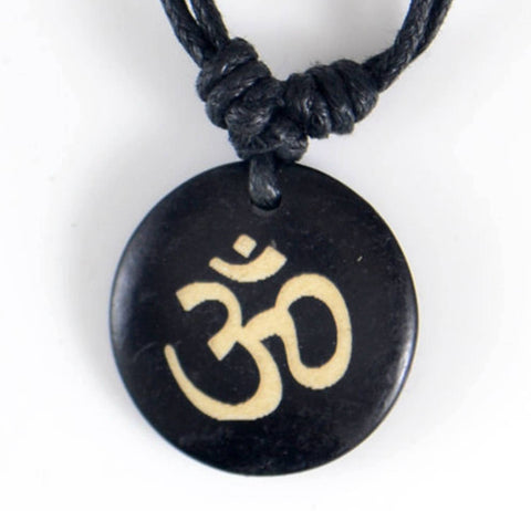 Image of Pendant Necklaces - Authentic Hindu Yak Bone (Yoga) OM Pendant Necklace /Amulet