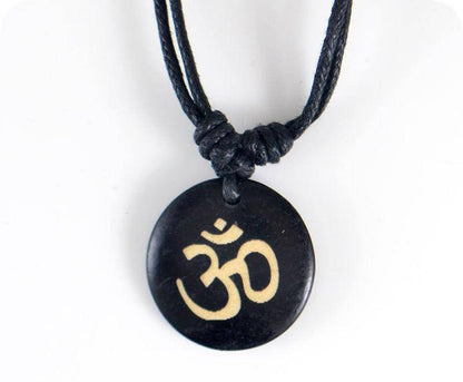 Pendant Necklaces - Authentic Hindu Yak Bone (Yoga) OM Pendant Necklace /Amulet