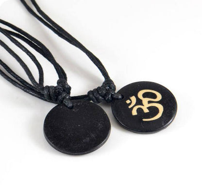 Pendant Necklaces - Authentic Hindu Yak Bone (Yoga) OM Pendant Necklace /Amulet