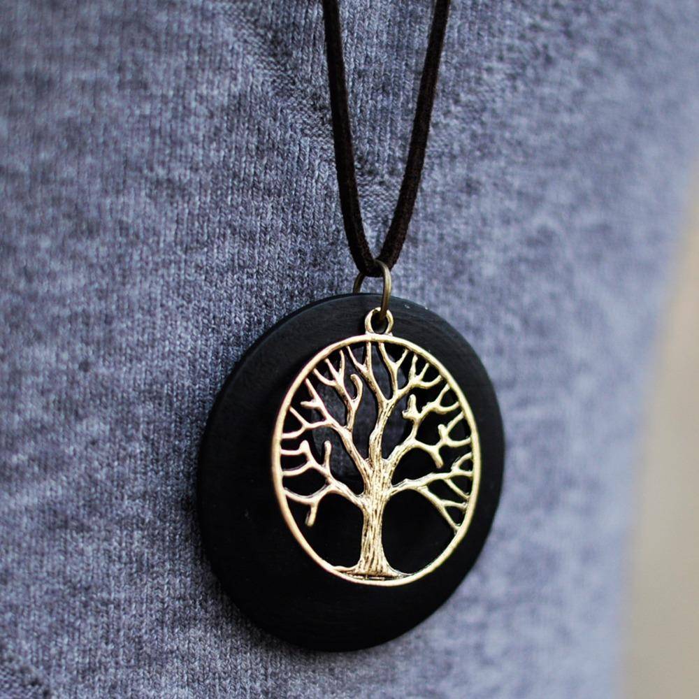 Pendant Necklaces - Handmade Vintage Wooden Tree Of Life  Pendant
