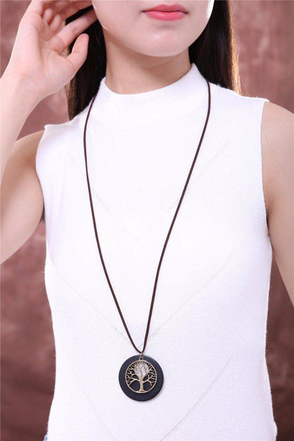 Pendant Necklaces - Handmade Vintage Wooden Tree Of Life  Pendant