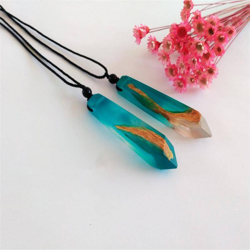 Pendant Necklaces - Vintage Handmade Ocean Resin Wooden Pendant Necklace