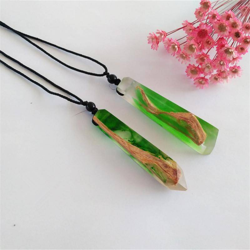 Pendant Necklaces - Vintage Handmade Ocean Resin Wooden Pendant Necklace