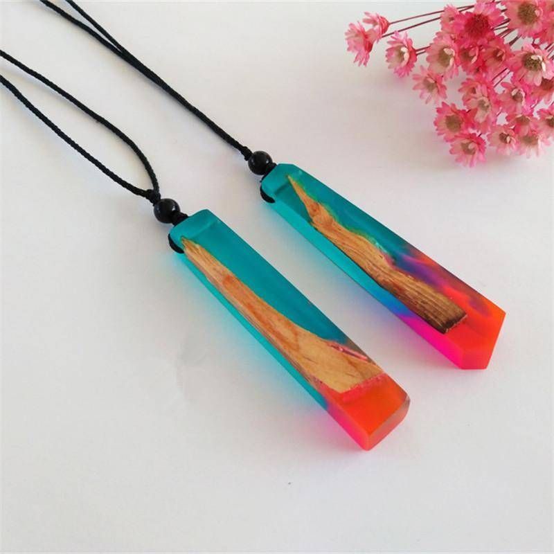 Pendant Necklaces - Vintage Handmade Ocean Resin Wooden Pendant Necklace