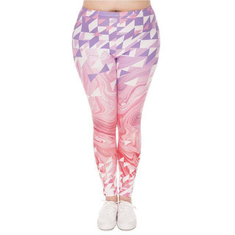 Image of Pink Marble And Triangles Leggings (Plus Size)